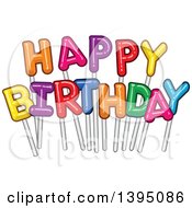Clipart Of Happy Birthday Letters On Sticks Royalty Free Vector Illustration