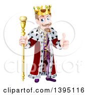 Poster, Art Print Of Happy Brunette White King Giving A Thumb Up And Holding A Gold Sceptre
