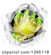 Monster Claws Holding A Tennis Ball And Ripping Through A Wall