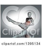 Poster, Art Print Of 3d Anatomical Man In A Sit Up Position With Visible Abdominals On Gray