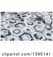 Poster, Art Print Of 3d Abstract White And Black Hexagon Pattern Background