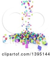 Clipart Of A Background Of 3d Colorful Cubes Resembling A Crowded Cityscape On White Royalty Free Illustration by KJ Pargeter