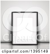 3d Blank Picture Frame Leaning Against A Wall On A Floor