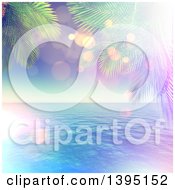 Poster, Art Print Of 3d Palm Trees Framing The Ocean With Flares