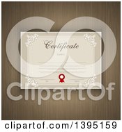 Poster, Art Print Of Certificate Template With Sample Text Over Wood Grain