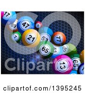 Poster, Art Print Of 3d Colorful Bingo Balls And Flares Over Metal