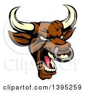 Demonic Roaring Brown Bull Mascot Head