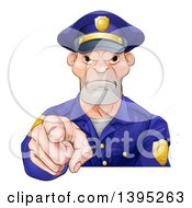 Tough And Angry White Male Police Officer Pointing Outwards