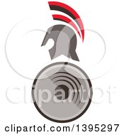 Poster, Art Print Of Retro Spartan Warrior Helmet Over A Shield