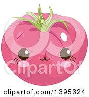 Clipart Of A Cute Tomato Character With Blushing Cheeks Royalty Free Vector Illustration by Pushkin