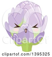 Cute Artichoke Character With Blushing Cheeks