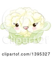 Poster, Art Print Of Cute Cauliflower Character With Blushing Cheeks