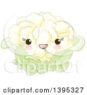 Cute Cauliflower Character With Blushing Cheeks