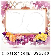 Poster, Art Print Of Floral Background With Purple Clover And Roses