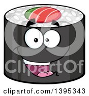 Poster, Art Print Of Cartoon Happy Sushi Roll Character