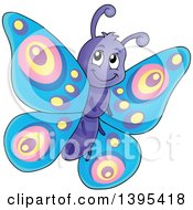 Clipart Of A Happy Butterfly Flying Royalty Free Vector Illustration by visekart