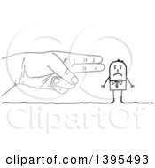 Sketched Gun Hand Pointing To A Stick Business Man
