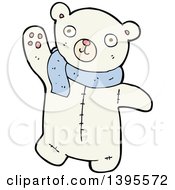 Clipart Of A Cartoon Polar Bear Wearing A Scarf Royalty Free Vector Illustration