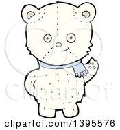 Poster, Art Print Of Cartoon Teddy Polar Bear Wearing A Scarf