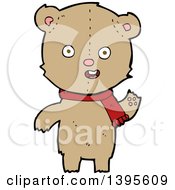 Poster, Art Print Of Cartoon Brown Bear Wearing A Scarf