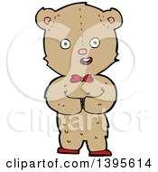 Poster, Art Print Of Cartoon Brown Teddy Bear Wearing A Red Bow And Shoes