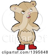Clipart Of A Cartoon Brown Teddy Bear Wearing Red Shoes Royalty Free Vector Illustration