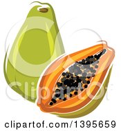 Clipart Of A Papaya Royalty Free Vector Illustration