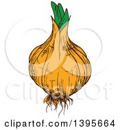 Clipart Of A Sketched Yellow Onion Royalty Free Vector Illustration by Vector Tradition SM