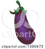 Clipart Of A Sketched Eggplant Royalty Free Vector Illustration