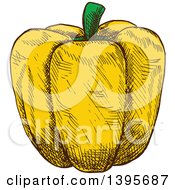 Clipart Of A Sketched Yellow Bell Pepper Royalty Free Vector Illustration by Vector Tradition SM