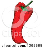 Clipart Of A Sketched Paprika Pepper Royalty Free Vector Illustration