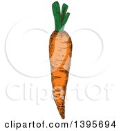 Clipart Of A Sketched Carrot Royalty Free Vector Illustration