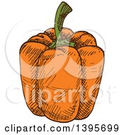 Poster, Art Print Of Sketched Orange Bell Pepper
