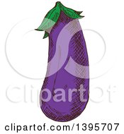 Clipart Of A Sketched Eggplant Royalty Free Vector Illustration