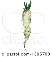 Clipart Of A Sketched Daikon Radish Royalty Free Vector Illustration by Vector Tradition SM