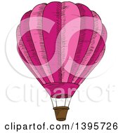 Poster, Art Print Of Sketched Pink Hot Air Balloon