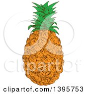 Clipart Of A Sketched Pineapple Royalty Free Vector Illustration