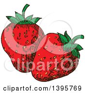 Clipart Of Sketched Strawberries Royalty Free Vector Illustration by Vector Tradition SM
