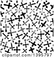 Clipart Of A Seamless Background Pattern Of Black Crosses Royalty Free Vector Illustration