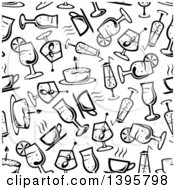 Clipart Of A Seamless Background Pattern Of Drinks And Cake Royalty Free Vector Illustration