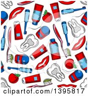 Poster, Art Print Of Seamless Background Pattern Of Dental Items