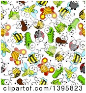 Poster, Art Print Of Seamless Background Pattern Of Bugs