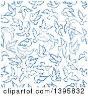 Clipart Of A Seamless Background Pattern Of Doves Royalty Free Vector Illustration