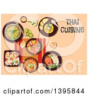 Poster, Art Print Of Meal Of Thai Cuisine With Text On Orange
