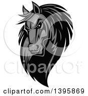 Clipart Of A Tough Grayscale Horse Head Royalty Free Vector Illustration