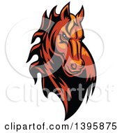 Clipart Of A Tough Brown Horse Head Royalty Free Vector Illustration