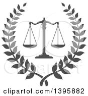 Poster, Art Print Of Laurel Wreath With Legal Gray Scales Of Justice