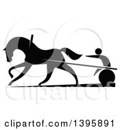 Poster, Art Print Of Black Silhouetted Jockey And Horse Harness Racing