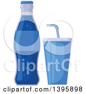 Blue Soda Bottle And Soft Drink