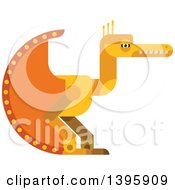 Flat Design Yellow Pterodactyl Dinosaur